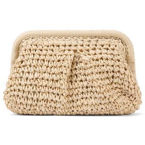 Straw Clutch Purses Cloud Dumpling Pouch Straw Crossbody Handbag UwU